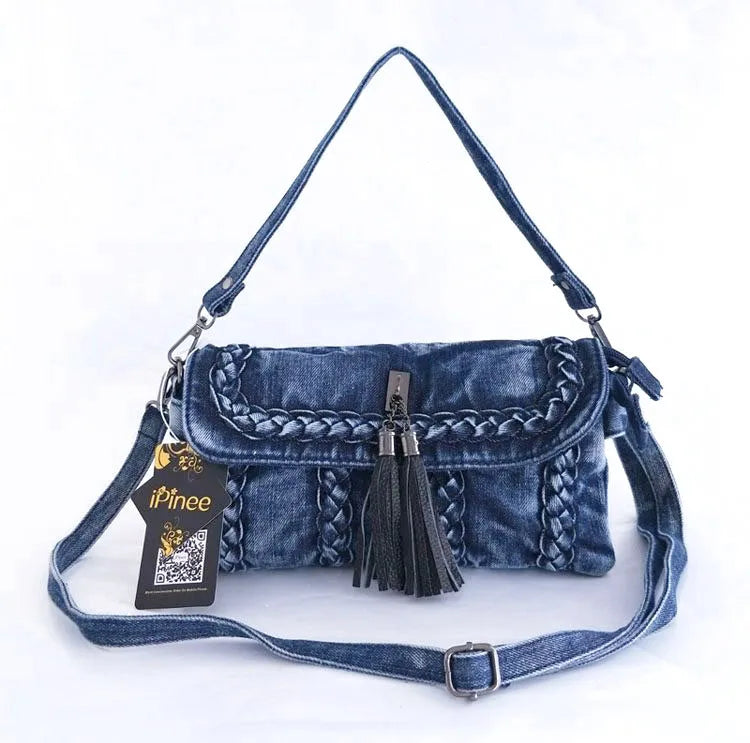 brand new retro women messenger bags small shoulder bag high quality Denim tote bag small clutch handbags