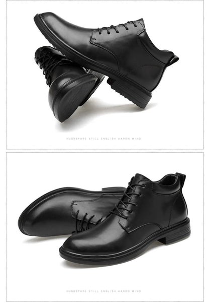 Size 35~50 Warm Heighten Boots Genuine Leather Men Boots High Quality Autumn Snow Boots Men Waterproof Soft Ankle Shoes