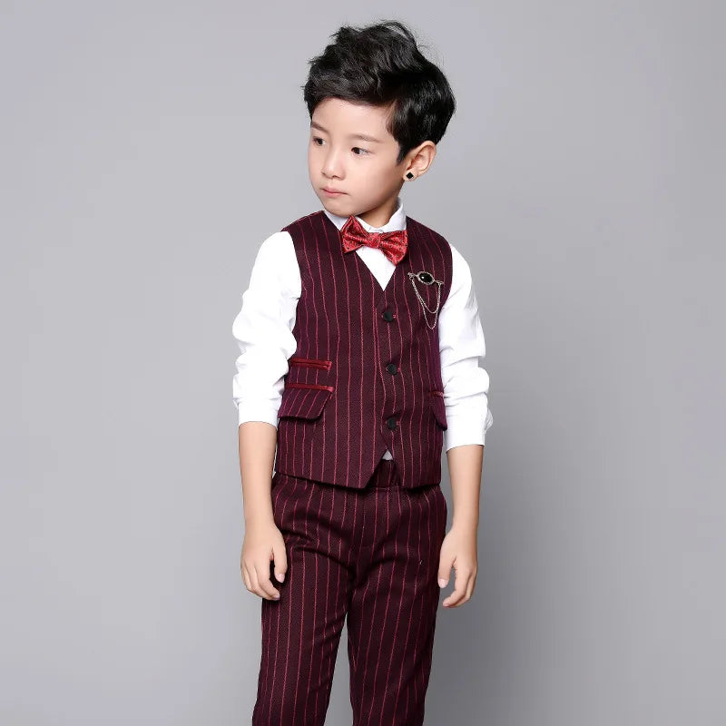 2021 New Vest Pants 2PCS Kids Plaid Wedding Suit Brand Flower Boys Formal Tuxedos School Suit Kids Spring Clothing Set