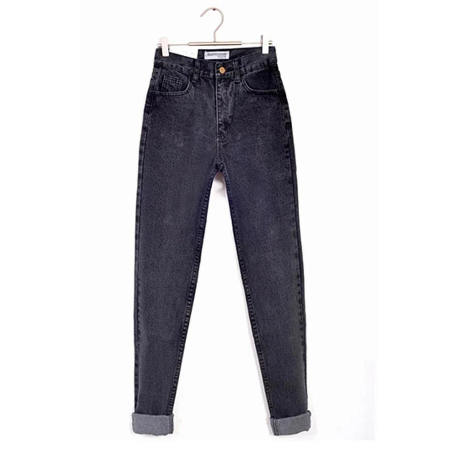 Vintage high waist jeans woman 2025 skinny black blue mom boyfriend jeans for women denim pants female trousers streetwear
