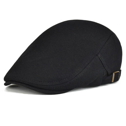 100% Cotton Men Black Flat Ivy Cap Soft Solid Color Gatsby Driving Cabbie Casual Hat Adjustable Newsboy Caps
