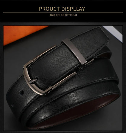 Men Genuine Leather Belt 100cm 110cm 120cm 130cm 140cm 150cm 160cmReversible Buckle Brown and Black Business Dress Belts for Men