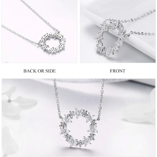 Elegant 925 Sterling Silver Shining Stackable Star Round Shape Pendants Necklaces Women Wedding Jewelry Collar BSN028