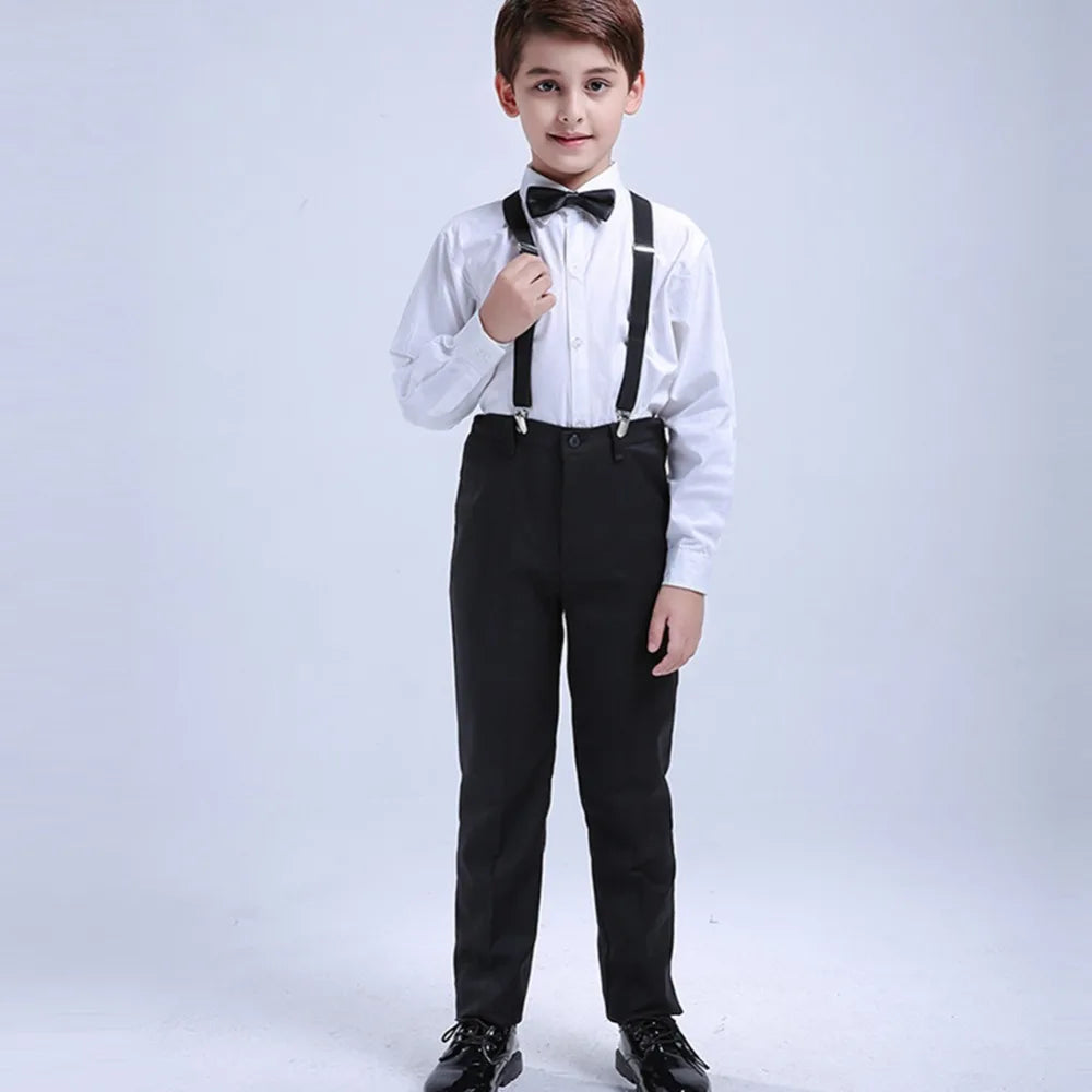 6Pcs Classic Boys Suits for Weddings Formal Blazer Kids Tuxedo Shirt Vest Party Ring bearer Suits Black