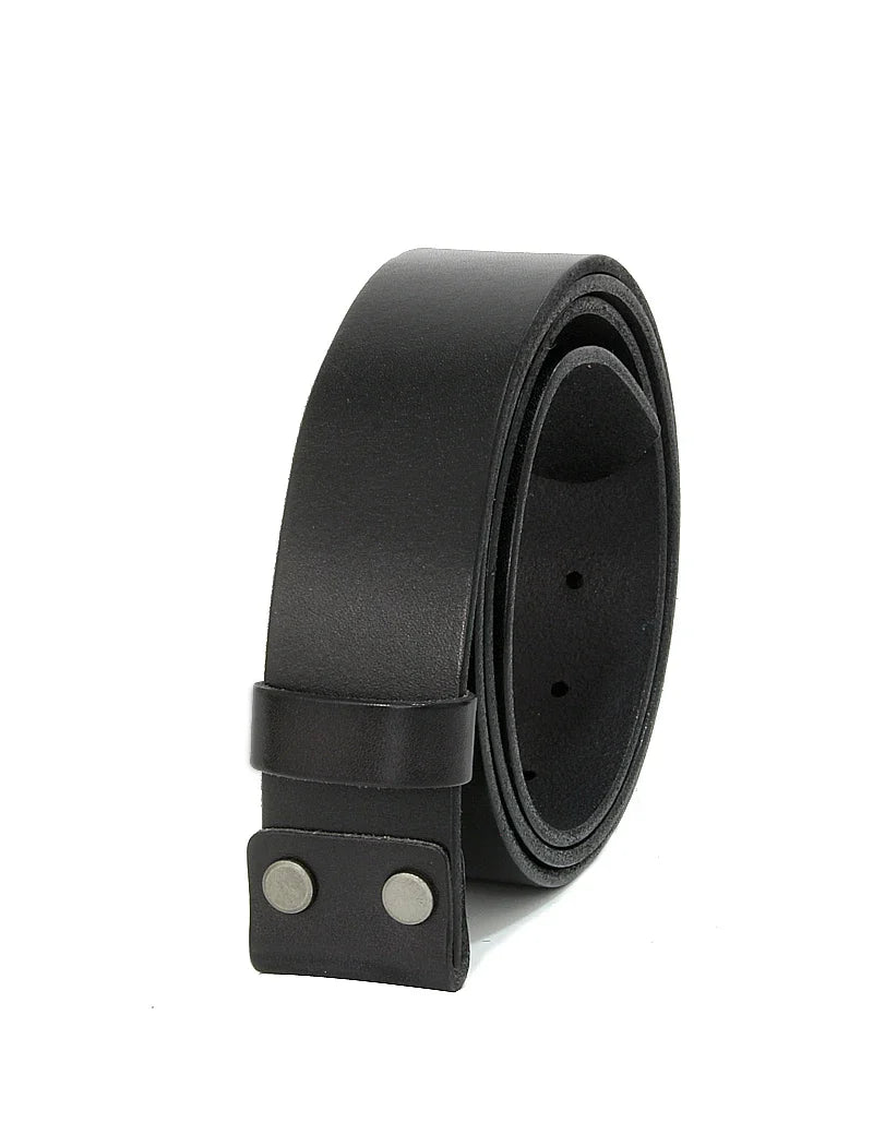 3.3cm and 3.8cm width Vintage No Buckle belt suit Smooth buckle belts men luxury Cowskin Soild Genuine leather without buckle