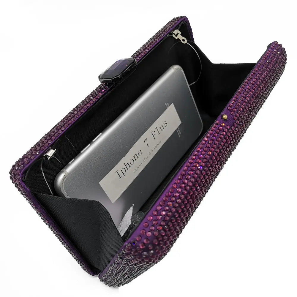 Women Black Crystal Clutch Evening Bags Wedding Bridal Rhinestone Box Handbags Party Dinner Diamond Clutch Purse