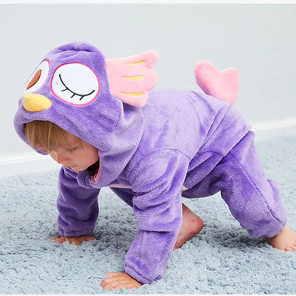 Winter Baby Rompers Baby Pijamas Panda Tiger Leopard Monkey Fox Animal Cartoon Hooded Jumpsuits Cosplay Costume Boys Girl Pajama