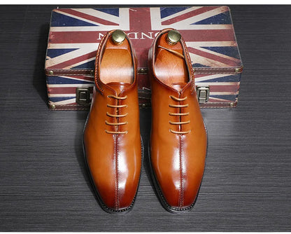High Quality Retro Men Formal Leather Dress Shoes Pointed Toe Business Oxford Shoes Plus Size 38-48 Men Wedding Shoes