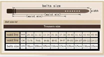 Men High Quality Genuine Leather Belt Luxury Designer Belts Men Cowskin Fashion Strap Male Jeans for Man Cowboy