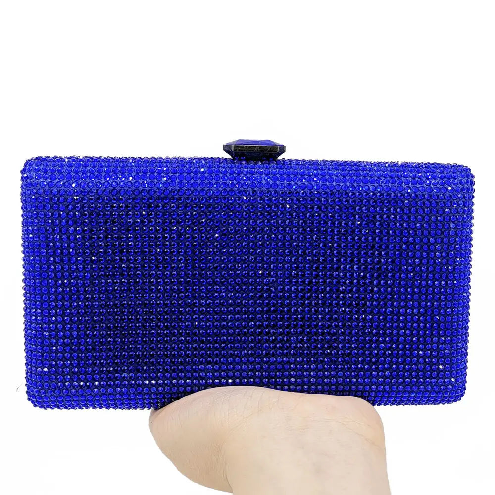 Women Black Crystal Clutch Evening Bags Wedding Bridal Rhinestone Box Handbags Party Dinner Diamond Clutch Purse