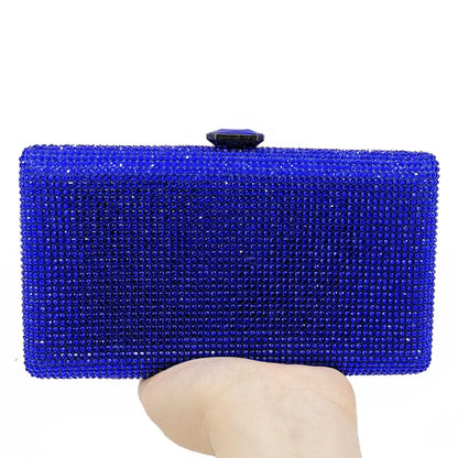 Women Black Crystal Clutch Evening Bags Wedding Bridal Rhinestone Box Handbags Party Dinner Diamond Clutch Purse