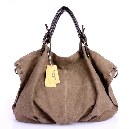 Women's Large Capacity Canvas Messenger Bag Fashion Casual Solid Crossbody Shoulder Tote Handbag Designer Female