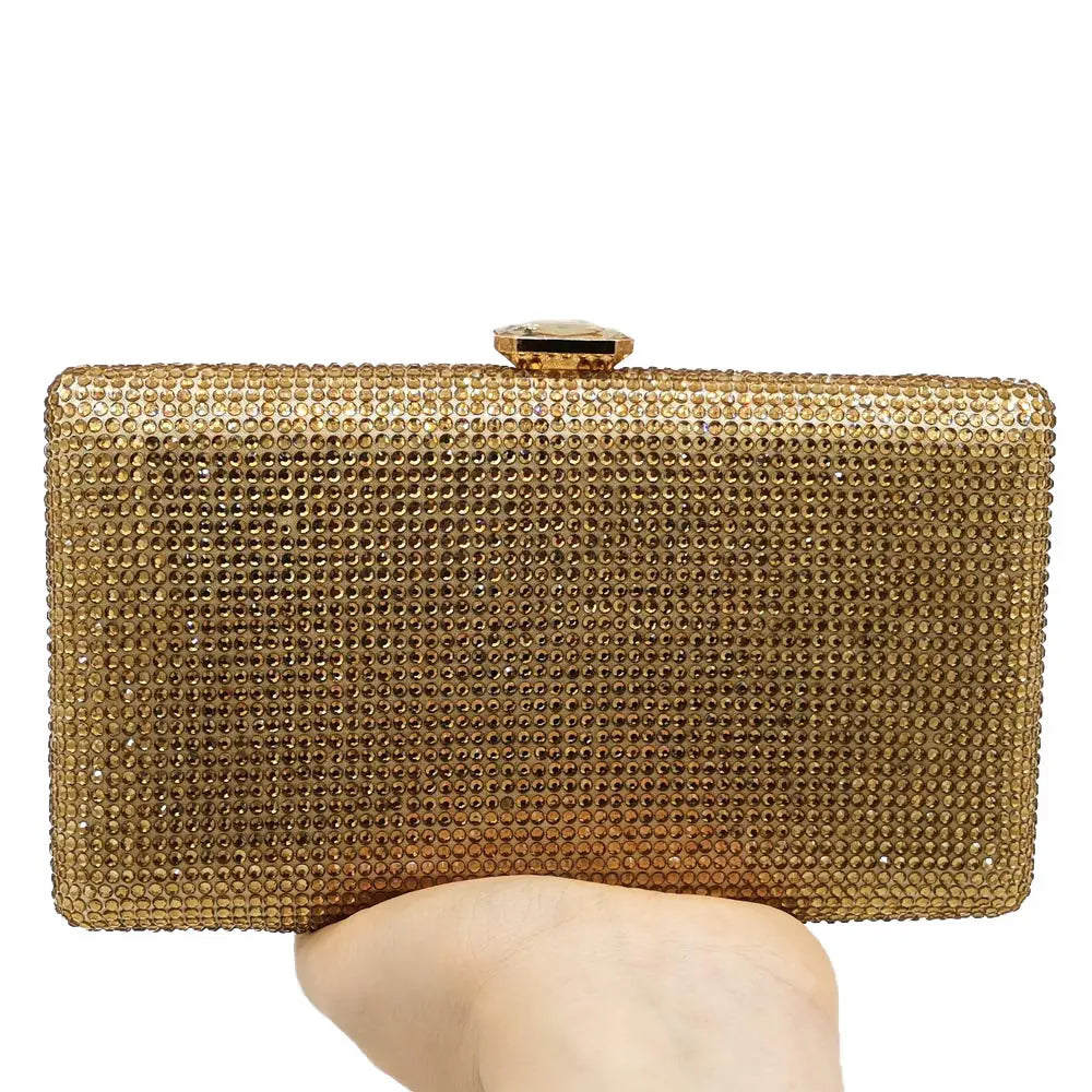 Women Black Crystal Clutch Evening Bags Wedding Bridal Rhinestone Box Handbags Party Dinner Diamond Clutch Purse