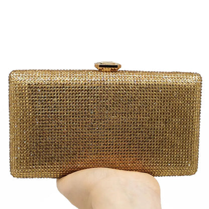 Women Black Crystal Clutch Evening Bags Wedding Bridal Rhinestone Box Handbags Party Dinner Diamond Clutch Purse
