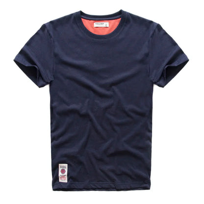 New Solid T-Shirt Mens Short Sleeve T-shirt Cotton Multi Pure Color Fancy Yarns Washing Tee Shirt for male V7S1T001