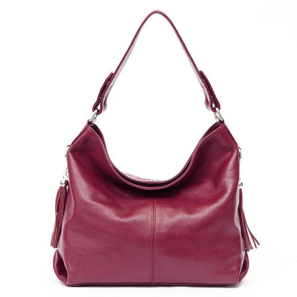 2026 New Fashion Soft Real Genuine Leather Tassel Women Handbag Elegant Ladies Hobo Shoulder Bag Messenger Purse Satchel