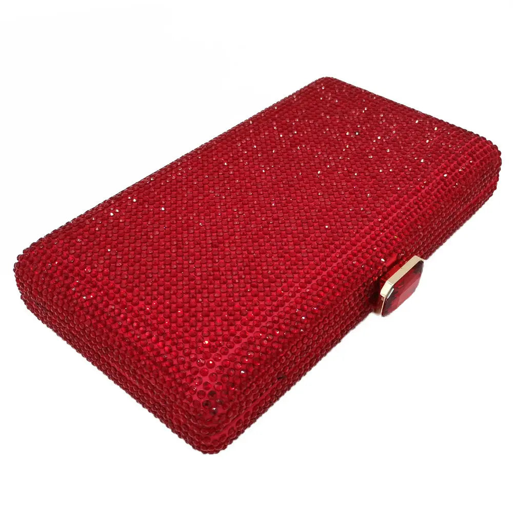 Women Black Crystal Clutch Evening Bags Wedding Bridal Rhinestone Box Handbags Party Dinner Diamond Clutch Purse