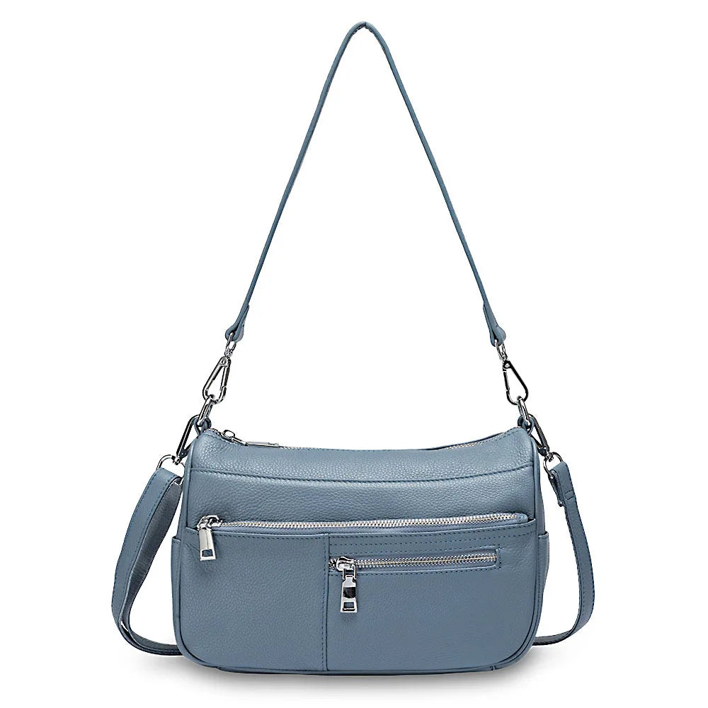 Noble Temperament Women Shoulder Bag 100% Genuine Leather Winter Black Pink Fashion Crossbody Purse Beige Hobos Handbag