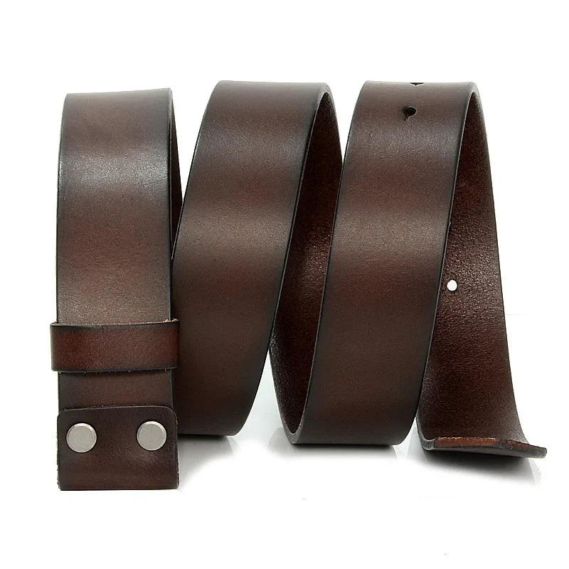 3.3cm and 3.8cm width Vintage No Buckle belt suit Smooth buckle belts men luxury Cowskin Soild Genuine leather without buckle