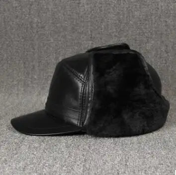 Genuine Leather caps Winter Warm Bomber Hats Sheepskin fuzz Earmuffs hat Men's Cap 모자 골프용품 땡처리 кепка casquette gorras hombre