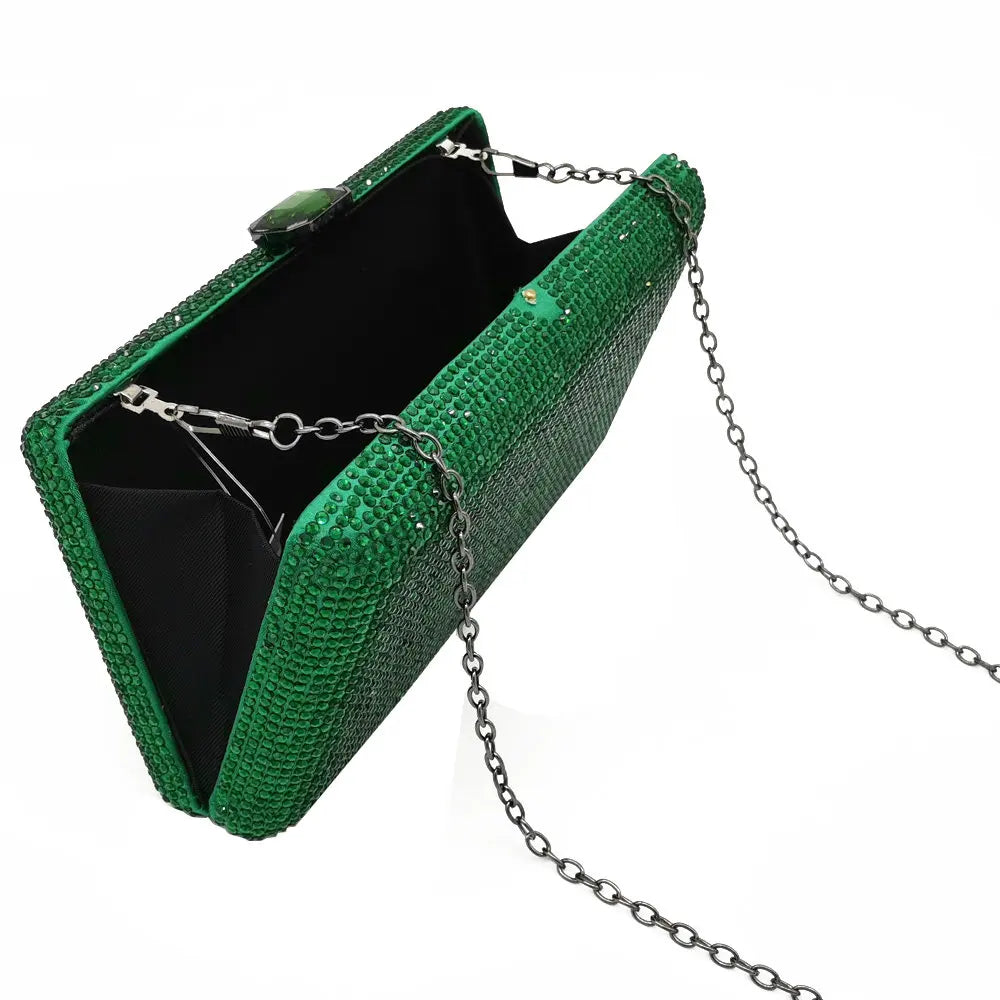 Women Black Crystal Clutch Evening Bags Wedding Bridal Rhinestone Box Handbags Party Dinner Diamond Clutch Purse