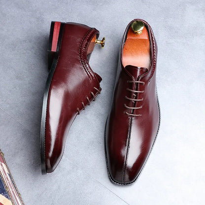 High Quality Retro Men Formal Leather Dress Shoes Pointed Toe Business Oxford Shoes Plus Size 38-48 Men Wedding Shoes
