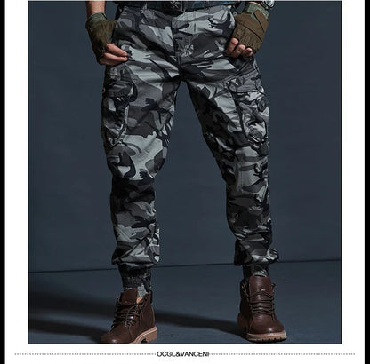 High Quality Khaki Casual Pants Men Tactical Joggers Camouflage Cargo Pants Multi-Pocket Fashions Black Army Trousers Work Wear