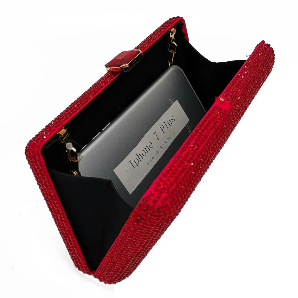 Women Black Crystal Clutch Evening Bags Wedding Bridal Rhinestone Box Handbags Party Dinner Diamond Clutch Purse