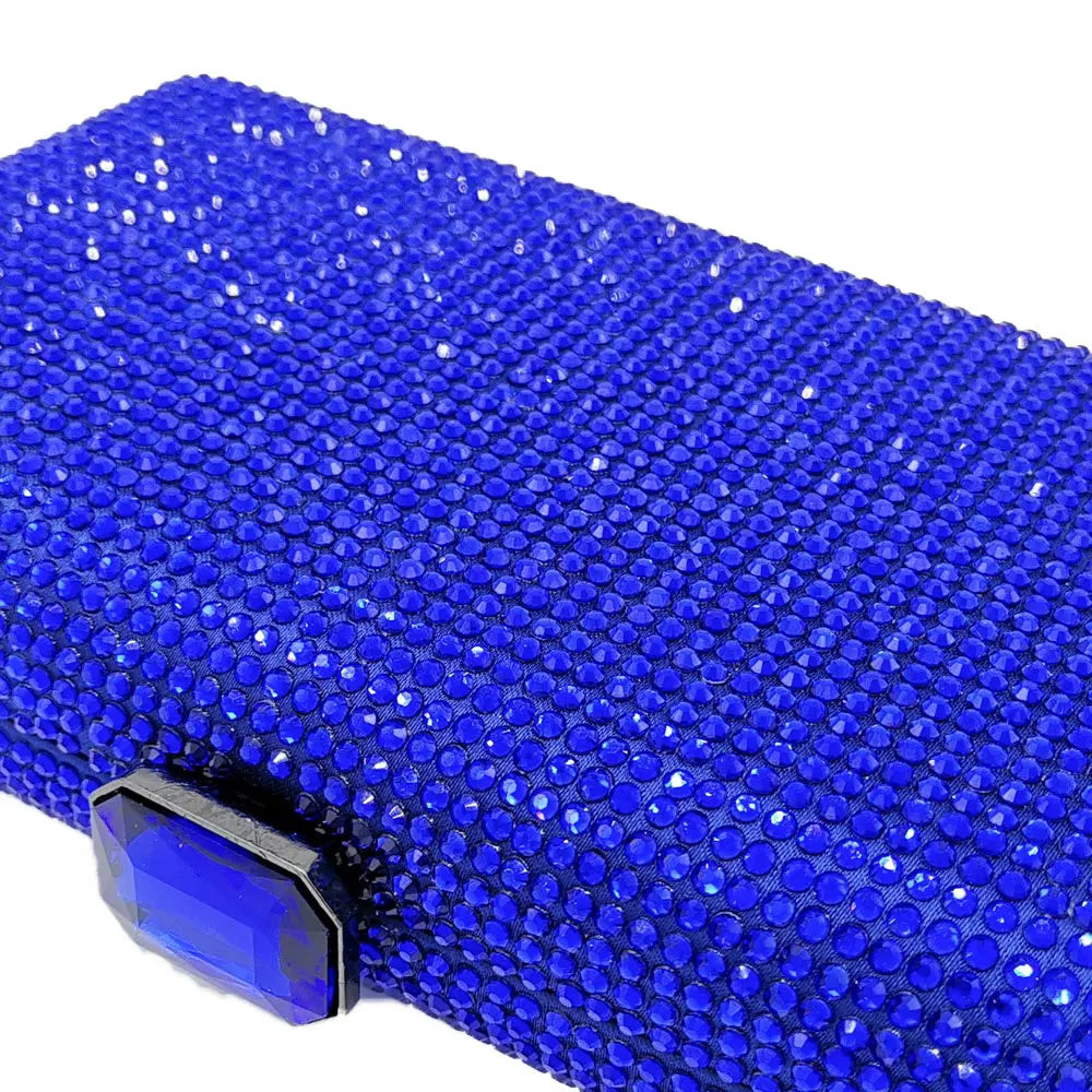 Women Black Crystal Clutch Evening Bags Wedding Bridal Rhinestone Box Handbags Party Dinner Diamond Clutch Purse