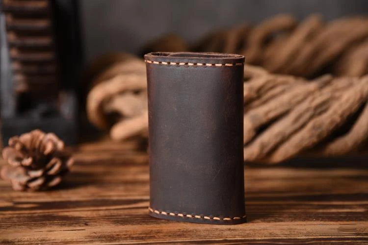 Handmade Vintage Genuine Leather Key Holder Men keyChain Cover Leather Key Wallet Men key case bag Women Key Organizer