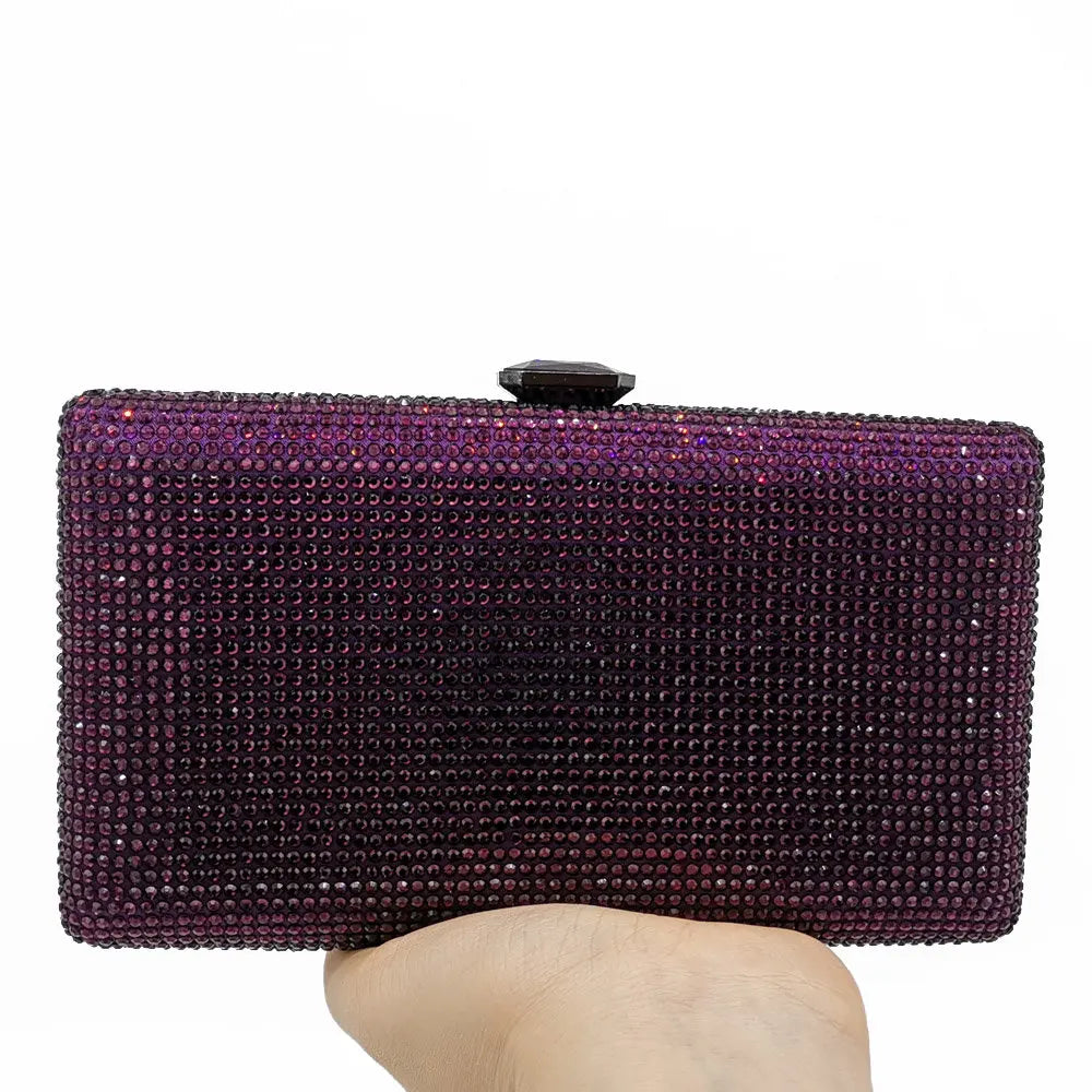 Women Black Crystal Clutch Evening Bags Wedding Bridal Rhinestone Box Handbags Party Dinner Diamond Clutch Purse