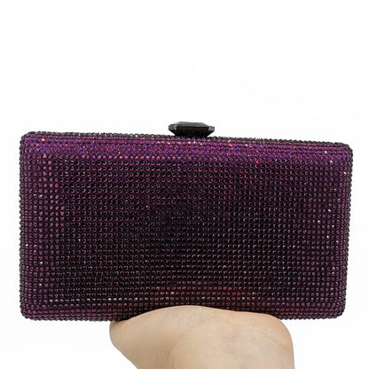 Women Black Crystal Clutch Evening Bags Wedding Bridal Rhinestone Box Handbags Party Dinner Diamond Clutch Purse