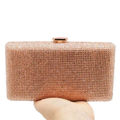 Women Black Crystal Clutch Evening Bags Wedding Bridal Rhinestone Box Handbags Party Dinner Diamond Clutch Purse
