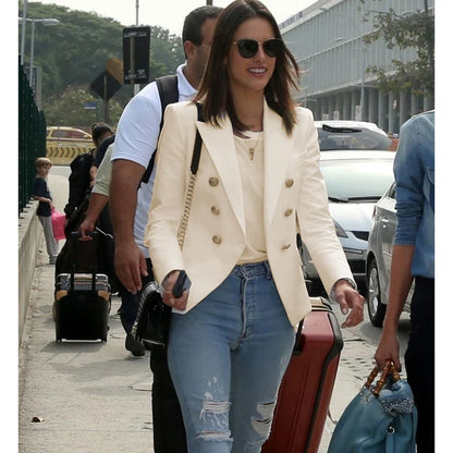 TOP QUALITY New Fashion 2026 Designer Jacket Women's Classic Double Breasted Metal Lion Buttons Blazer Outer Size S-5XL
