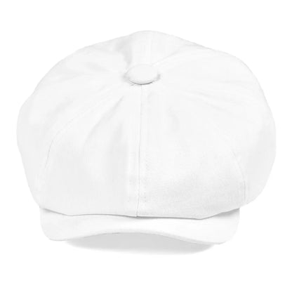 White Twill Cotton Newsboy Cap for Men Women Classic Cabbies Driver Apple Caps Gatsby Flat Hat Baker Boy Headpiece 003
