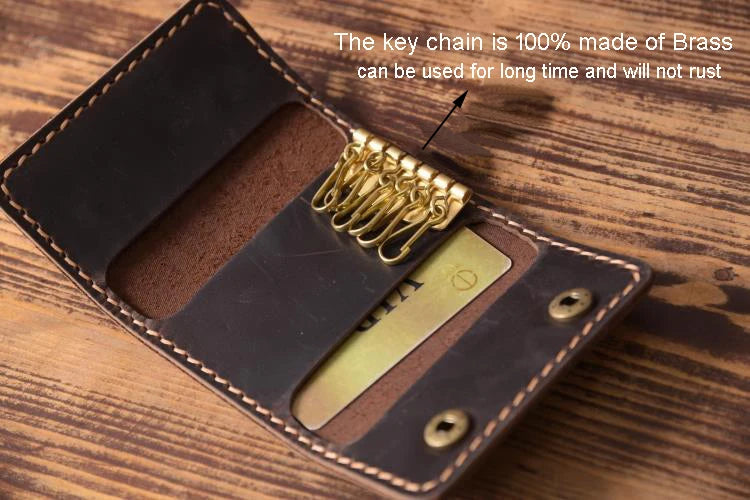 Handmade Vintage Genuine Leather Key Holder Men keyChain Cover Leather Key Wallet Men key case bag Women Key Organizer