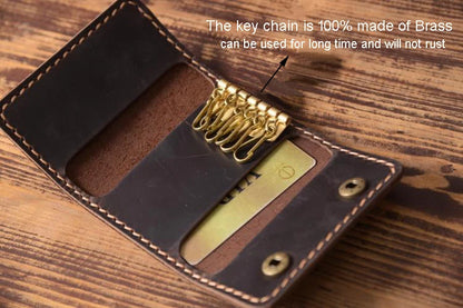 Handmade Vintage Genuine Leather Key Holder Men keyChain Cover Leather Key Wallet Men key case bag Women Key Organizer