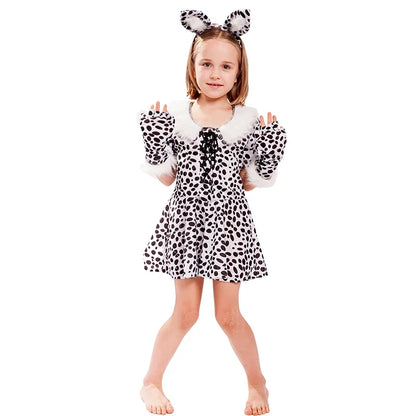 Cute Cartoon Animal Cosplay Girls Tiger Leopard Dress Halloween costume for Girl Christmas Carnival Outfit Headband