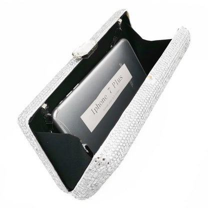 Women Black Crystal Clutch Evening Bags Wedding Bridal Rhinestone Box Handbags Party Dinner Diamond Clutch Purse
