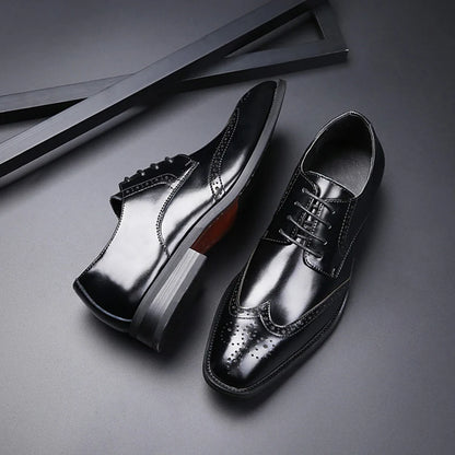 Men's Leather Shoes Carved Business Dress Shoes Shoes For Men Pointed British Brock Shoe EU Large Size 39-47 New