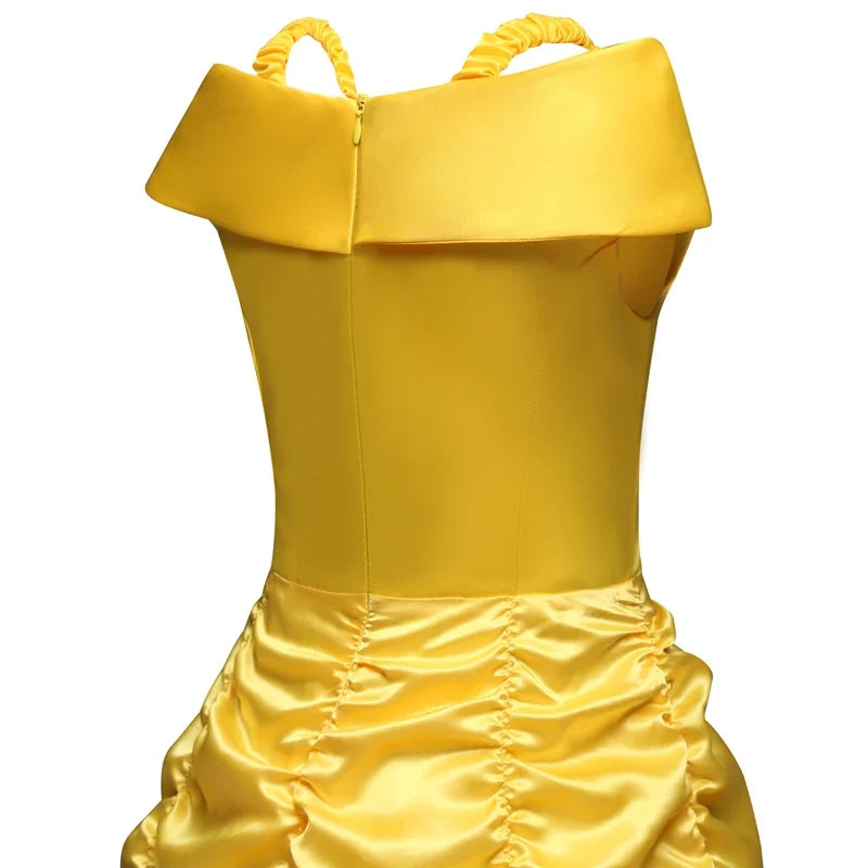 Belle Princess Dress Girls Dresses for Beauty and the Beast Kids Party Clothing Magic Stick Crown Children Costume