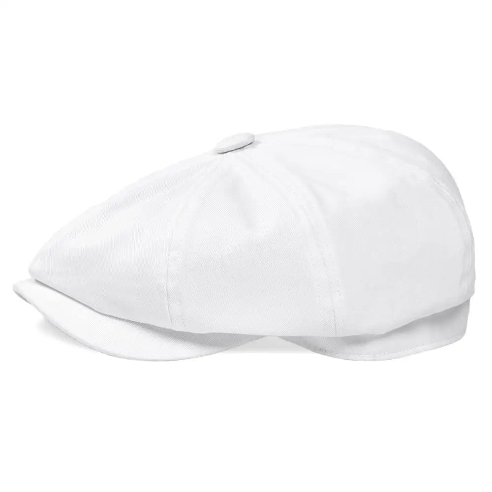White Twill Cotton Newsboy Cap for Men Women Classic Cabbies Driver Apple Caps Gatsby Flat Hat Baker Boy Headpiece 003