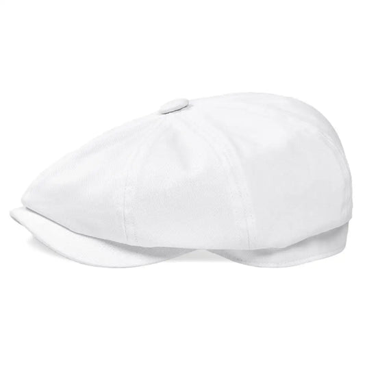 White Twill Cotton Newsboy Cap for Men Women Classic Cabbies Driver Apple Caps Gatsby Flat Hat Baker Boy Headpiece 003