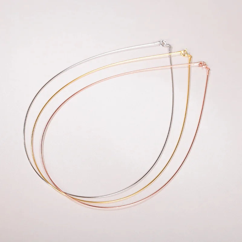 Genuine Real Pure Solid 925 Sterling Silver Necklace for Women Punk Rock Rose Gold Snake Chains Jewelry Female Necklaces Choker