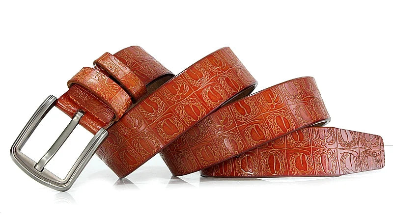 New product brand luxury design pin buckle genuine leather cowhide belt jeans belts for men business cowboy belts Hot Sale