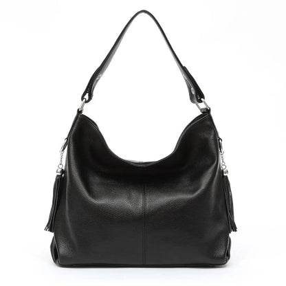 2026 New Fashion Soft Real Genuine Leather Tassel Women Handbag Elegant Ladies Hobo Shoulder Bag Messenger Purse Satchel
