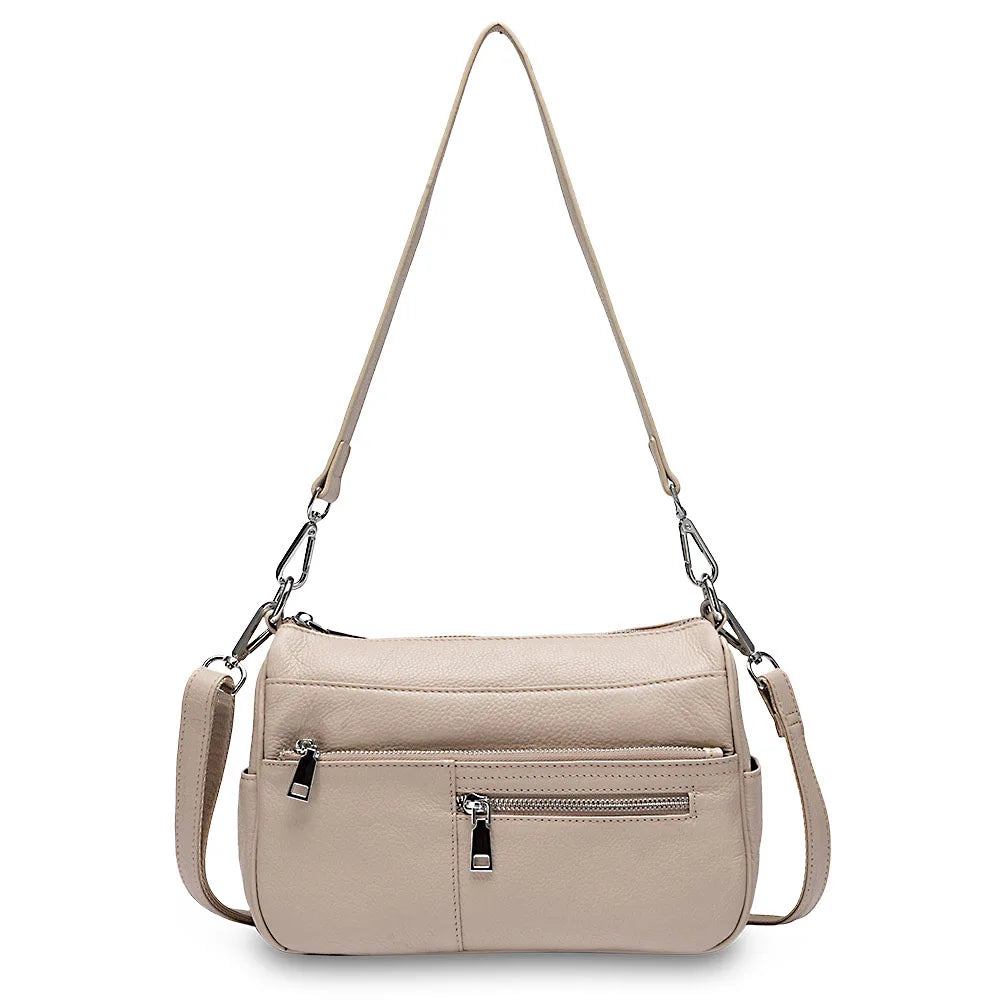 Noble Temperament Women Shoulder Bag 100% Genuine Leather Winter Black Pink Fashion Crossbody Purse Beige Hobos Handbag