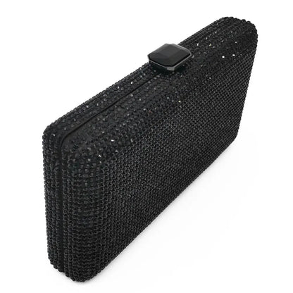 Women Black Crystal Clutch Evening Bags Wedding Bridal Rhinestone Box Handbags Party Dinner Diamond Clutch Purse