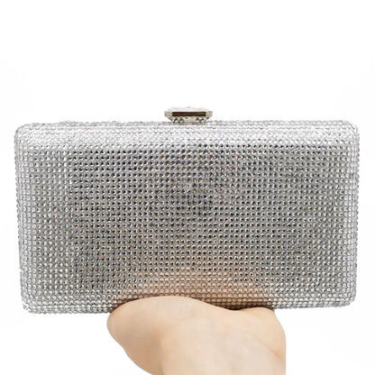 Women Black Crystal Clutch Evening Bags Wedding Bridal Rhinestone Box Handbags Party Dinner Diamond Clutch Purse