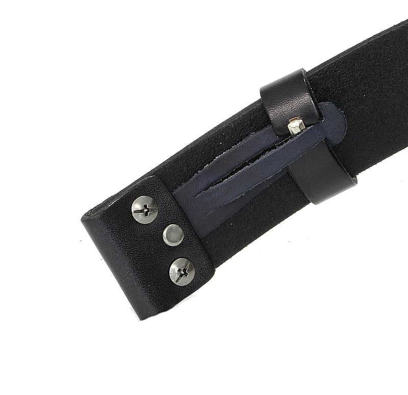 3.3cm and 3.8cm width Vintage No Buckle belt suit Smooth buckle belts men luxury Cowskin Soild Genuine leather without buckle